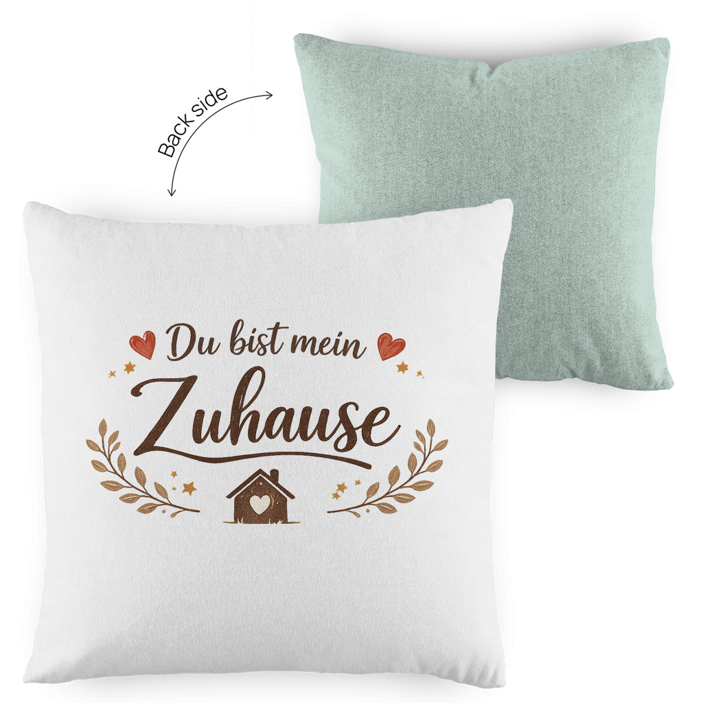 Kopfkissen zweifarbig „Du bist mein Zuhause“ – Romantisches Geschenk
