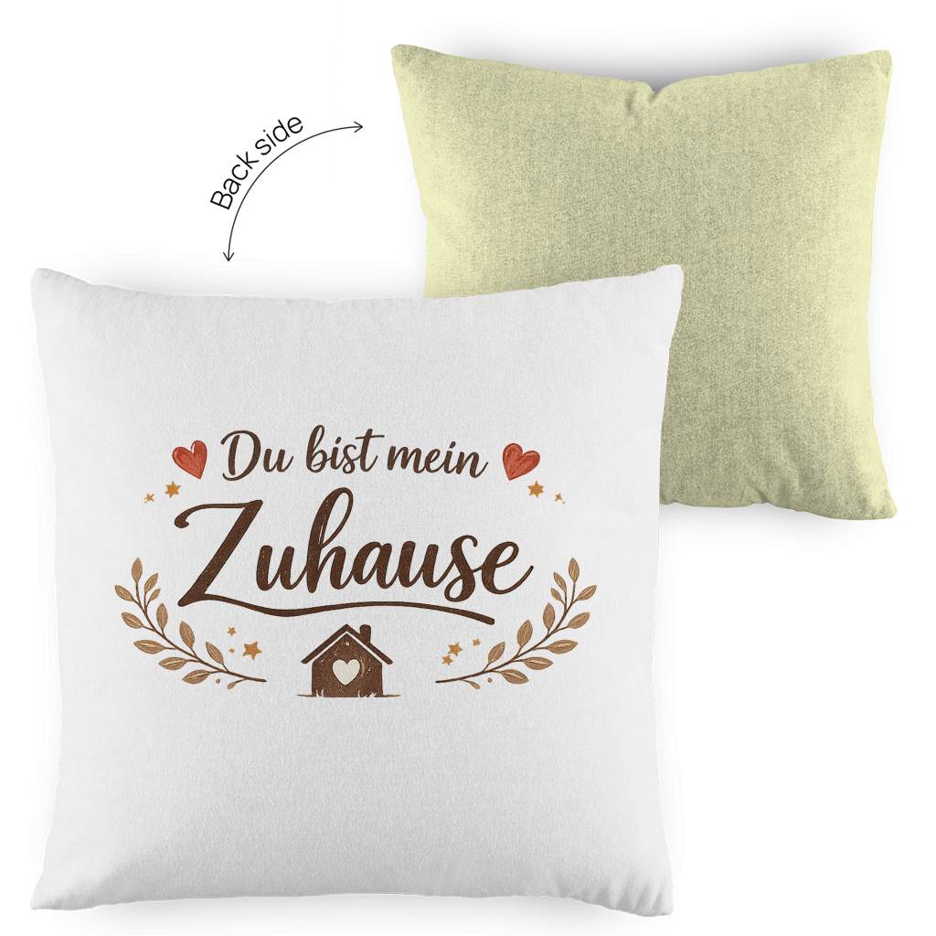 Kopfkissen zweifarbig „Du bist mein Zuhause“ – Romantisches Geschenk