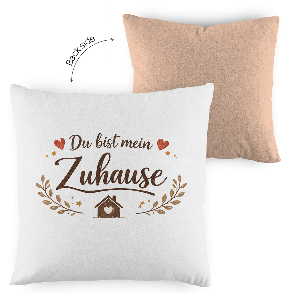 Kopfkissen zweifarbig „Du bist mein Zuhause“ – Romantisches Geschenk