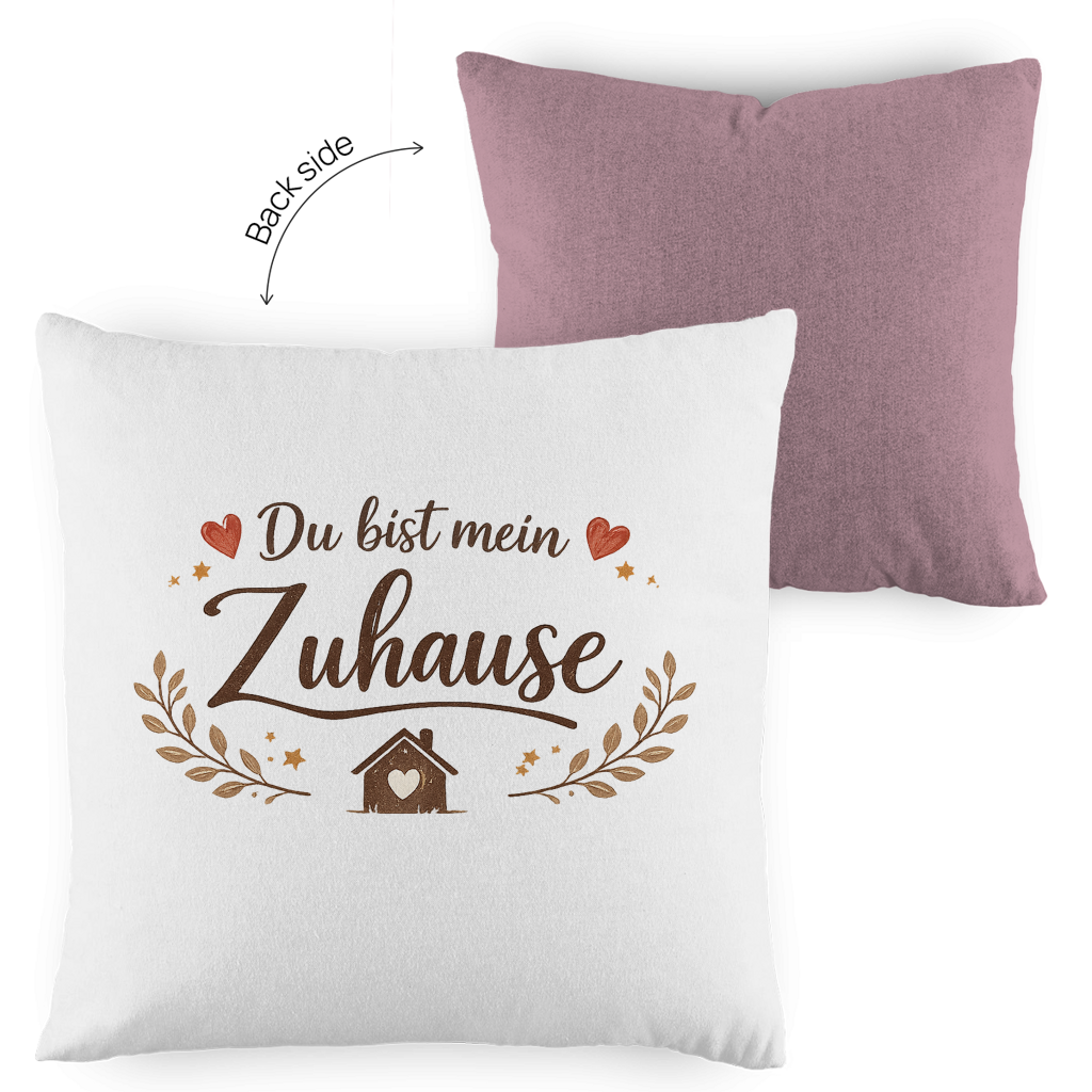 Kopfkissen zweifarbig „Du bist mein Zuhause“ – Romantisches Geschenk