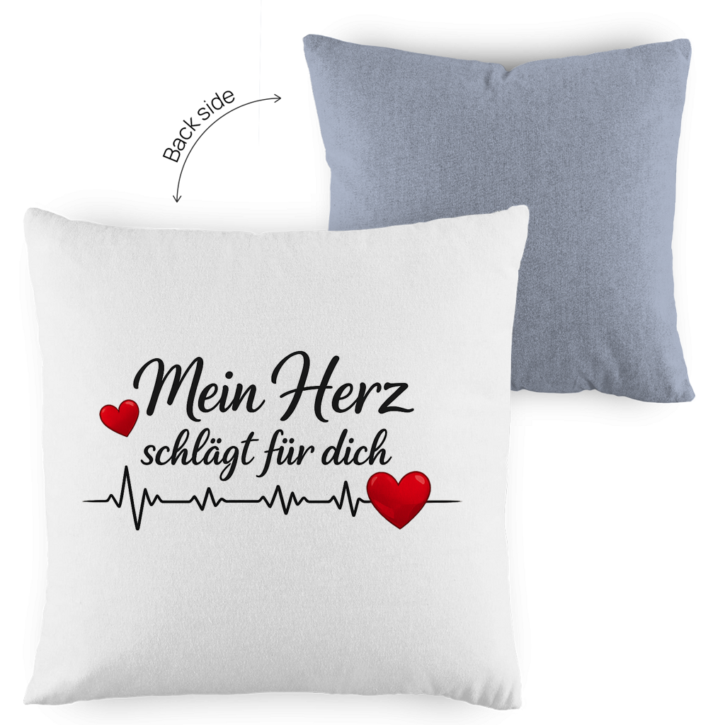 Kopfkissen zweifarbig „Mein Herz schlägt für dich“ – Romantisches Geschenk