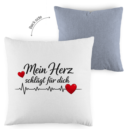 Kopfkissen zweifarbig „Mein Herz schlägt für dich“ – Romantisches Geschenk