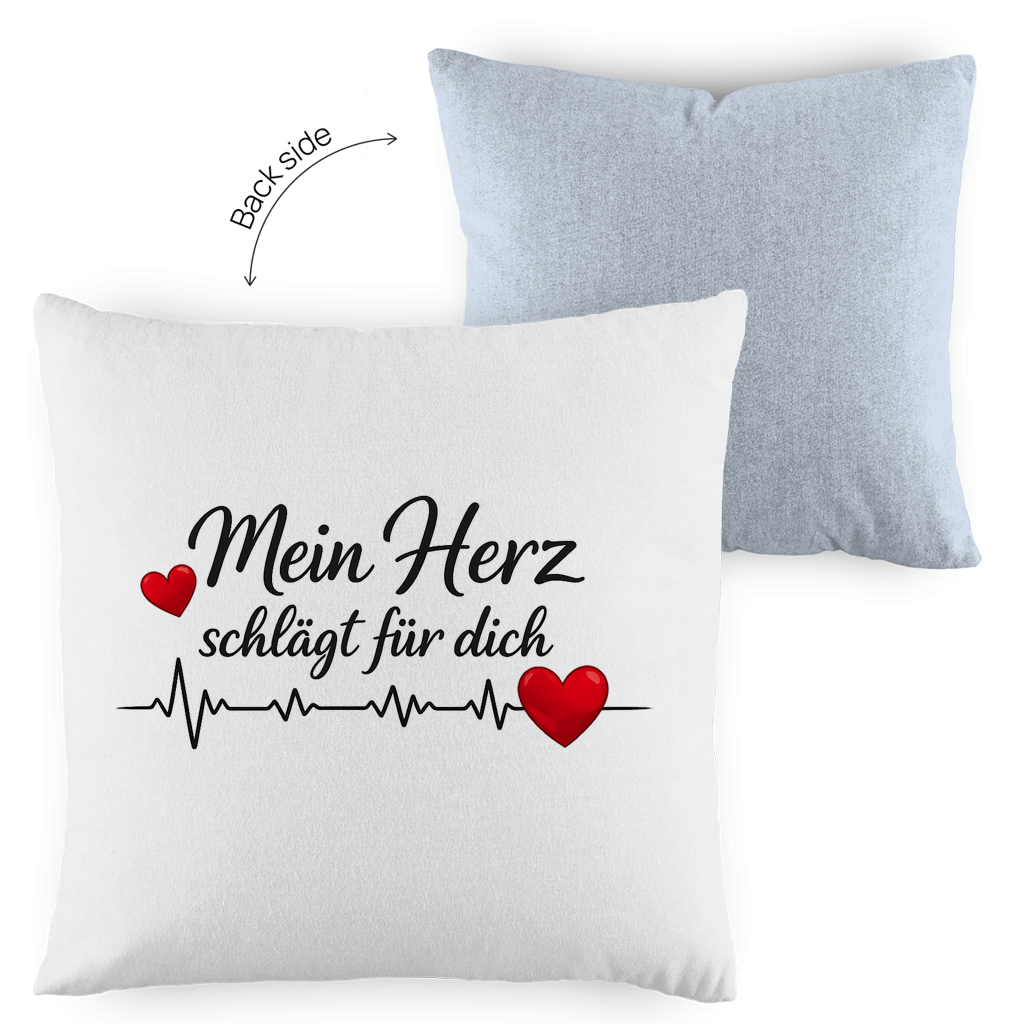 Kopfkissen zweifarbig „Mein Herz schlägt für dich“ – Romantisches Geschenk