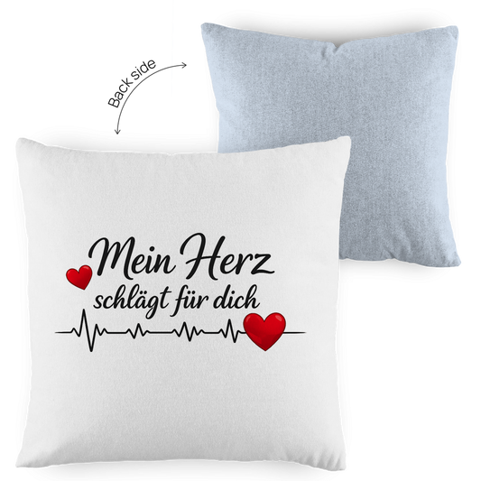 Kopfkissen zweifarbig „Mein Herz schlägt für dich“ – Romantisches Geschenk