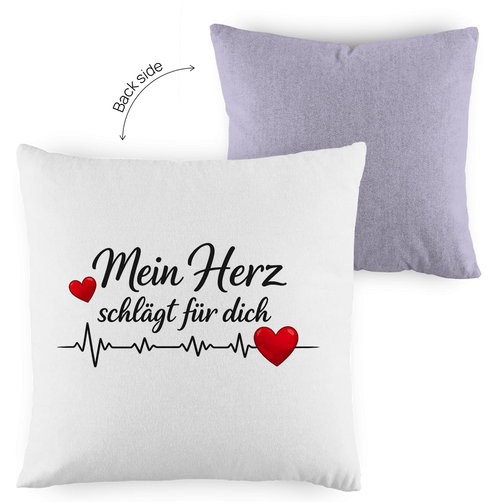 Kopfkissen zweifarbig „Mein Herz schlägt für dich“ – Romantisches Geschenk