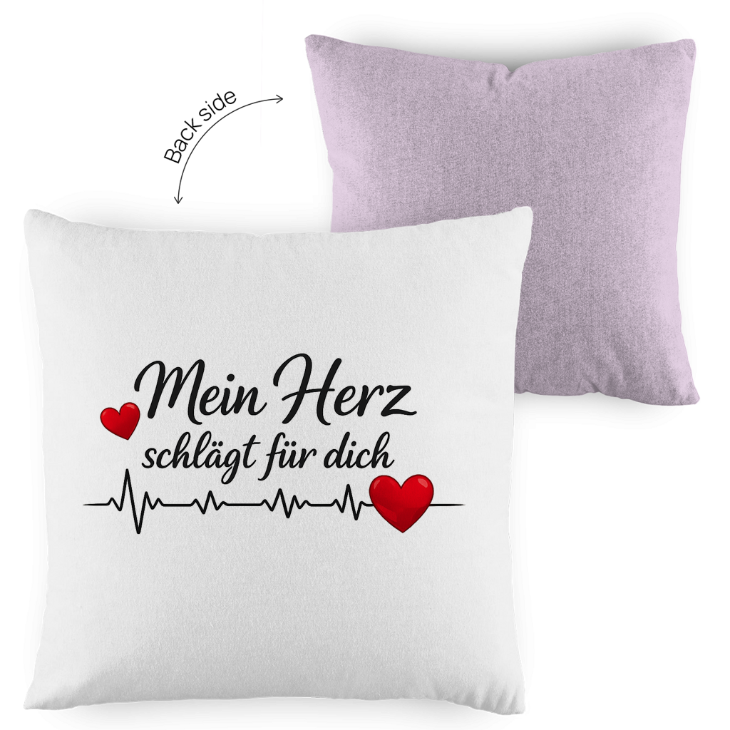Kopfkissen zweifarbig „Mein Herz schlägt für dich“ – Romantisches Geschenk