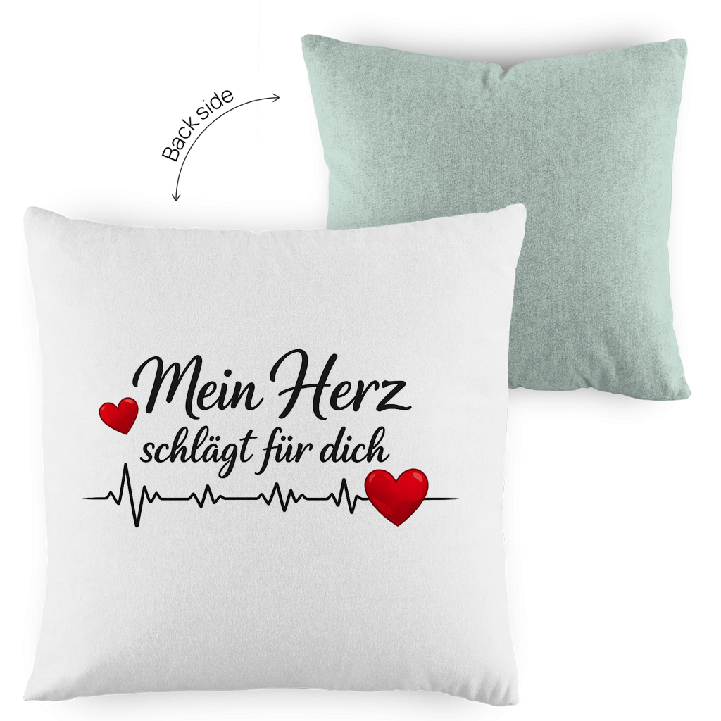 Kopfkissen zweifarbig „Mein Herz schlägt für dich“ – Romantisches Geschenk