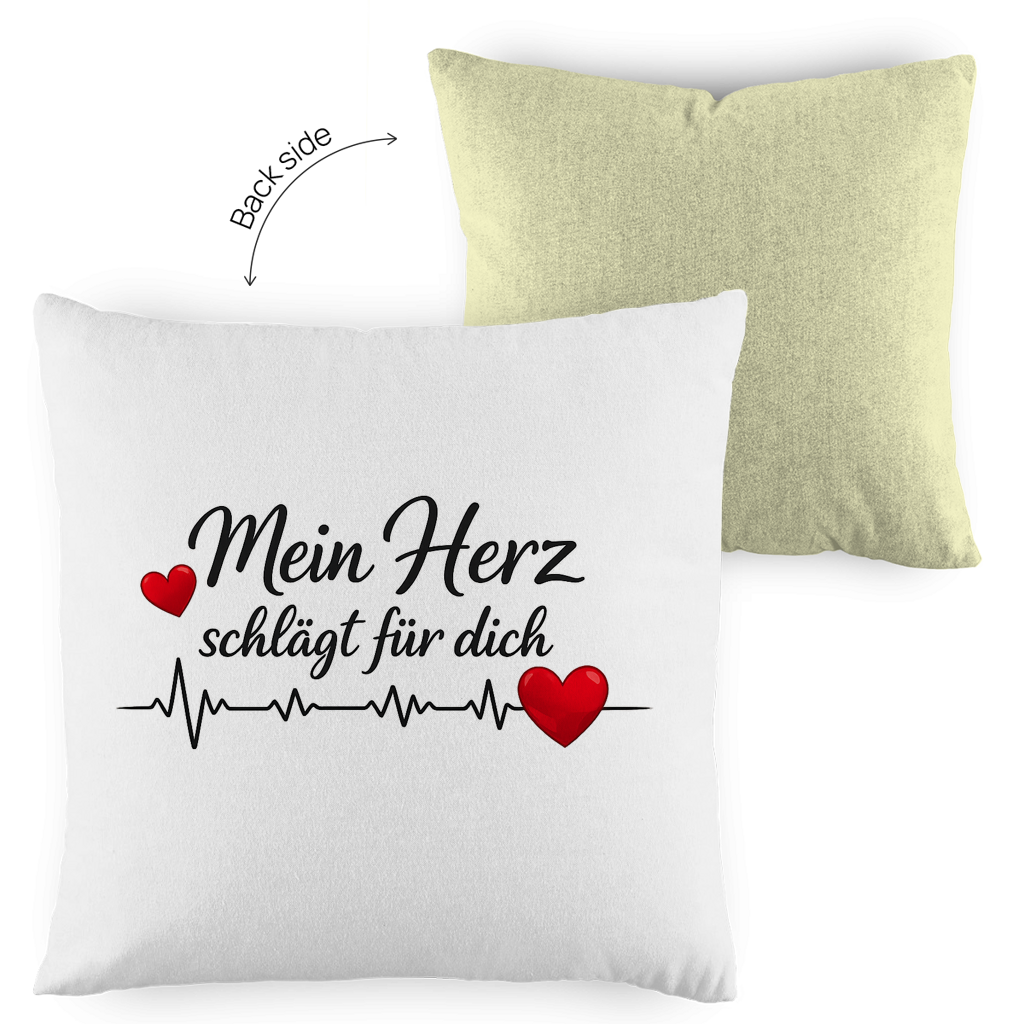 Kopfkissen zweifarbig „Mein Herz schlägt für dich“ – Romantisches Geschenk