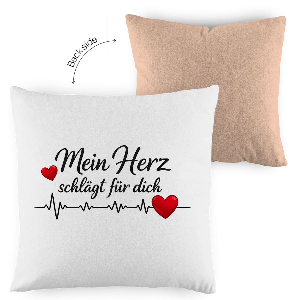 Kopfkissen zweifarbig „Mein Herz schlägt für dich“ – Romantisches Geschenk