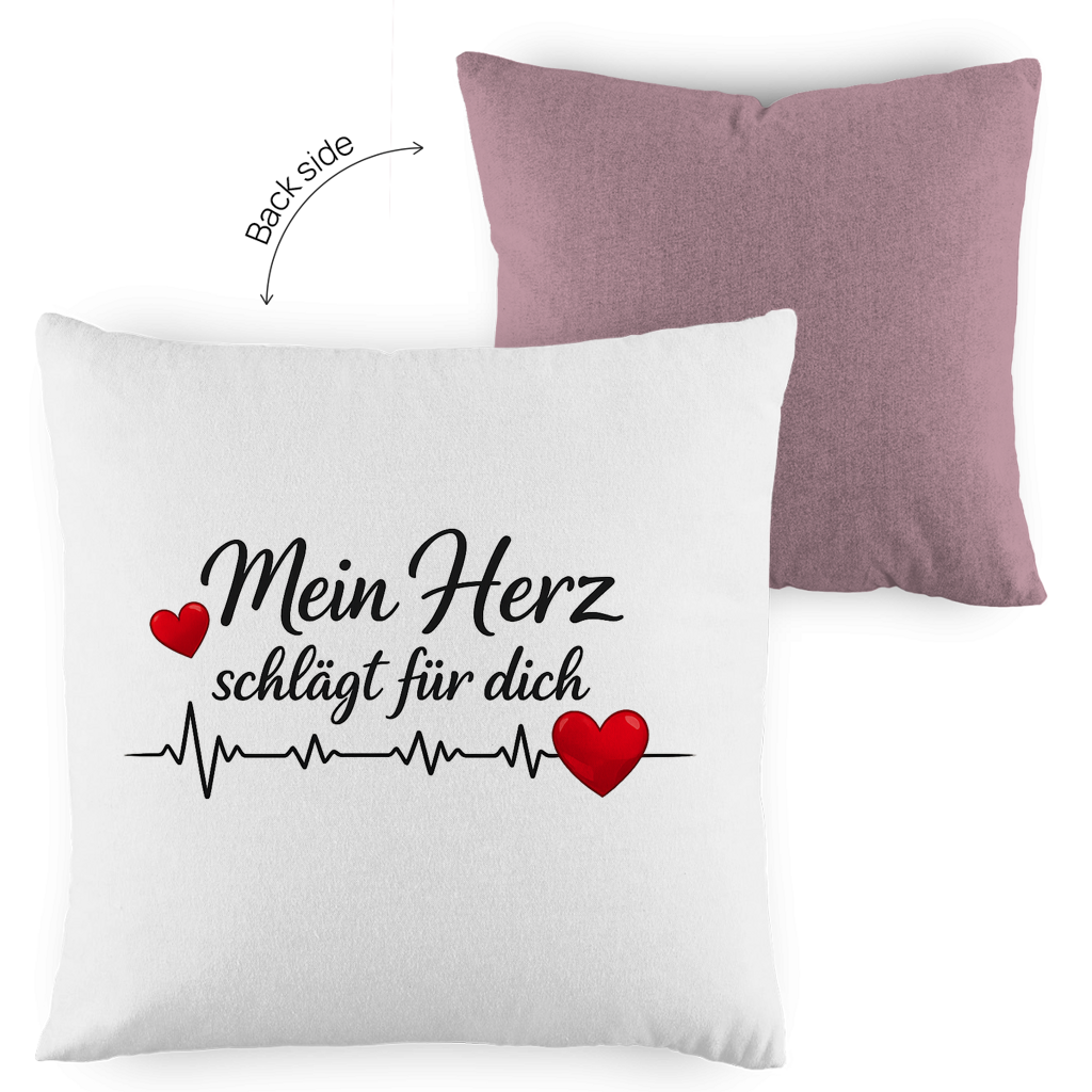 Kopfkissen zweifarbig „Mein Herz schlägt für dich“ – Romantisches Geschenk