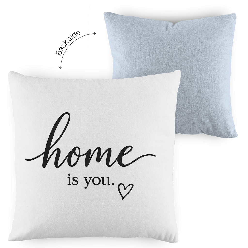 Kopfkissen zweifarbig „home is you“ – Romantisches Geschenk für Paare