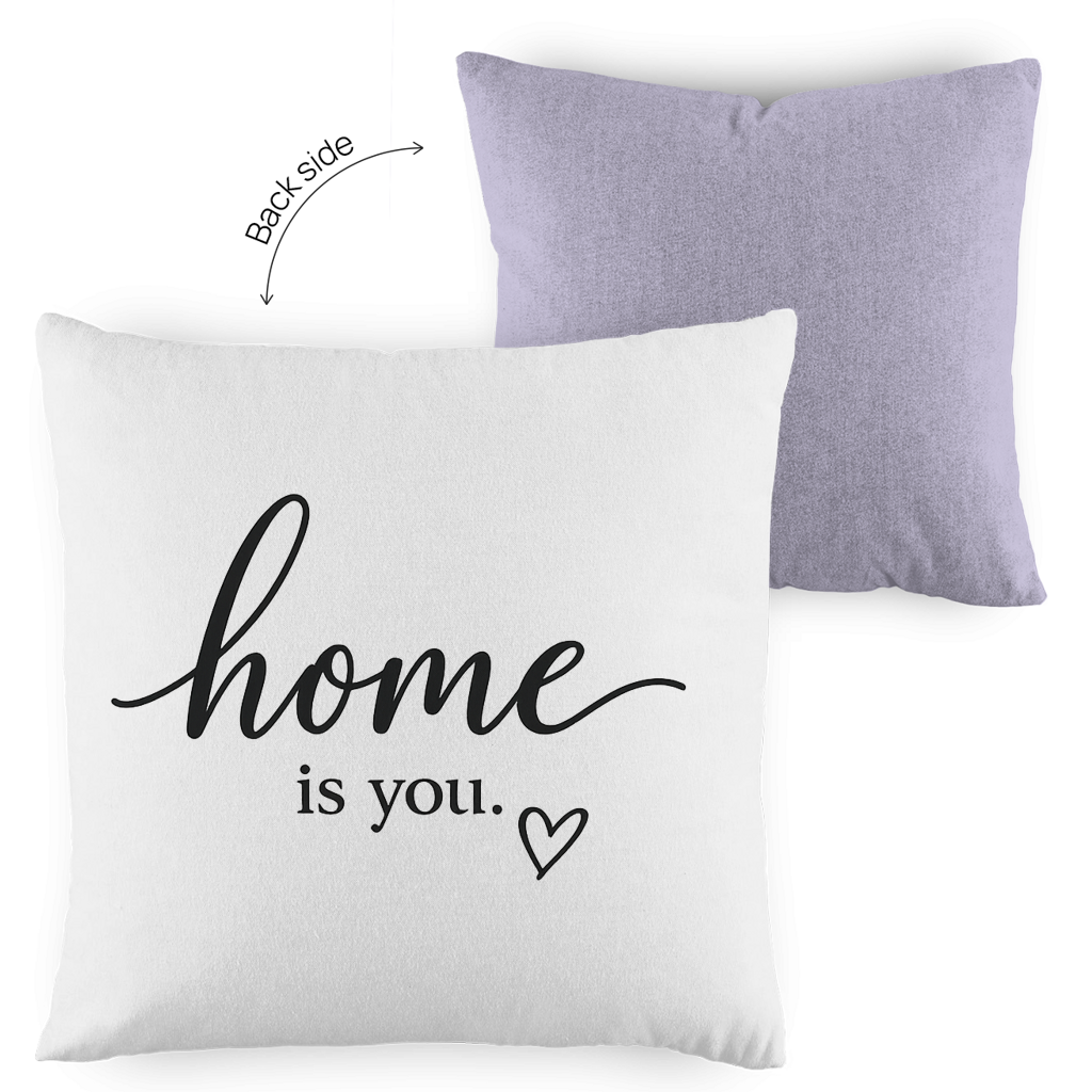 Kopfkissen zweifarbig „home is you“ – Romantisches Geschenk für Paare