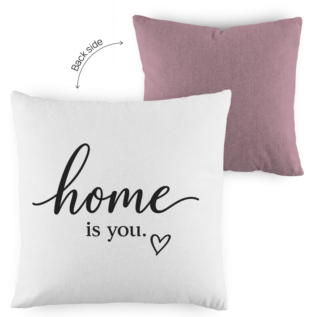 Kopfkissen zweifarbig „home is you“ – Romantisches Geschenk für Paare
