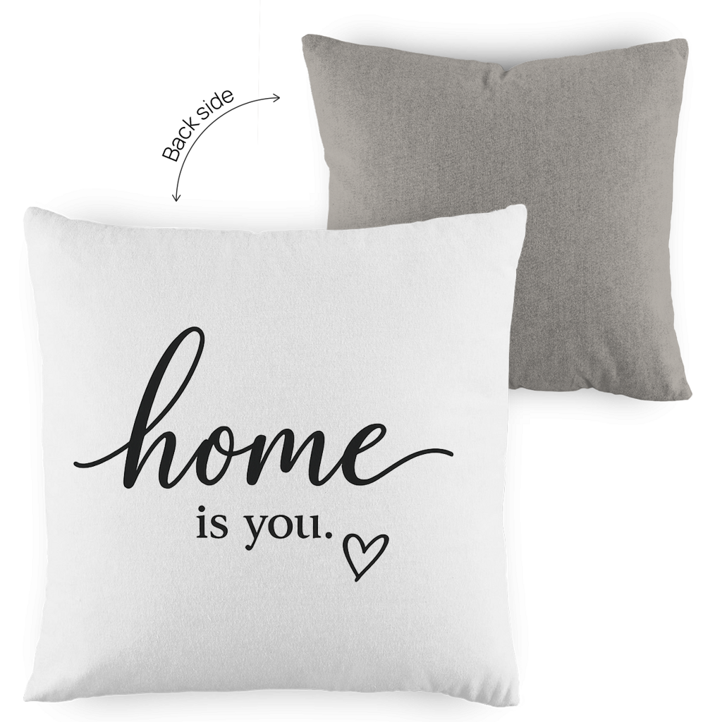 Kopfkissen zweifarbig „home is you“ – Romantisches Geschenk für Paare