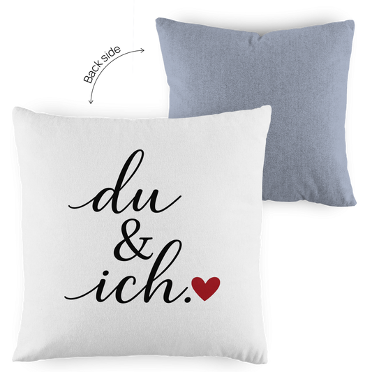 Kopfkissen zweifarbig „du und ich“ – Romantisches Geschenk für Paare