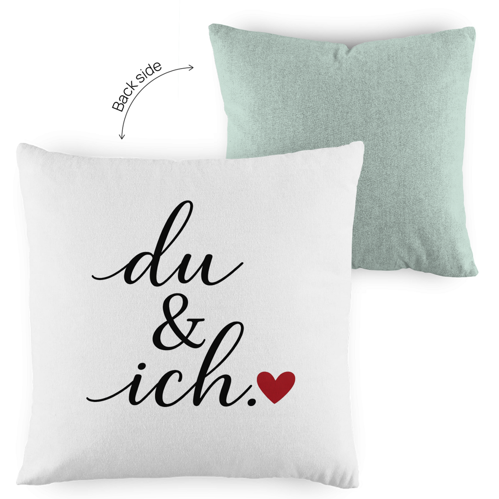 Kopfkissen zweifarbig „du und ich“ – Romantisches Geschenk für Paare