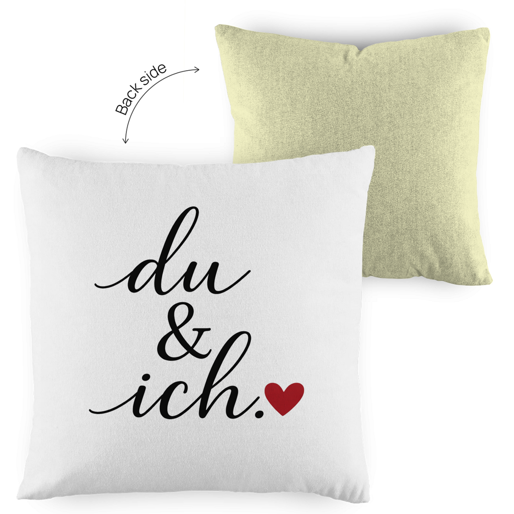 Kopfkissen zweifarbig „du und ich“ – Romantisches Geschenk für Paare
