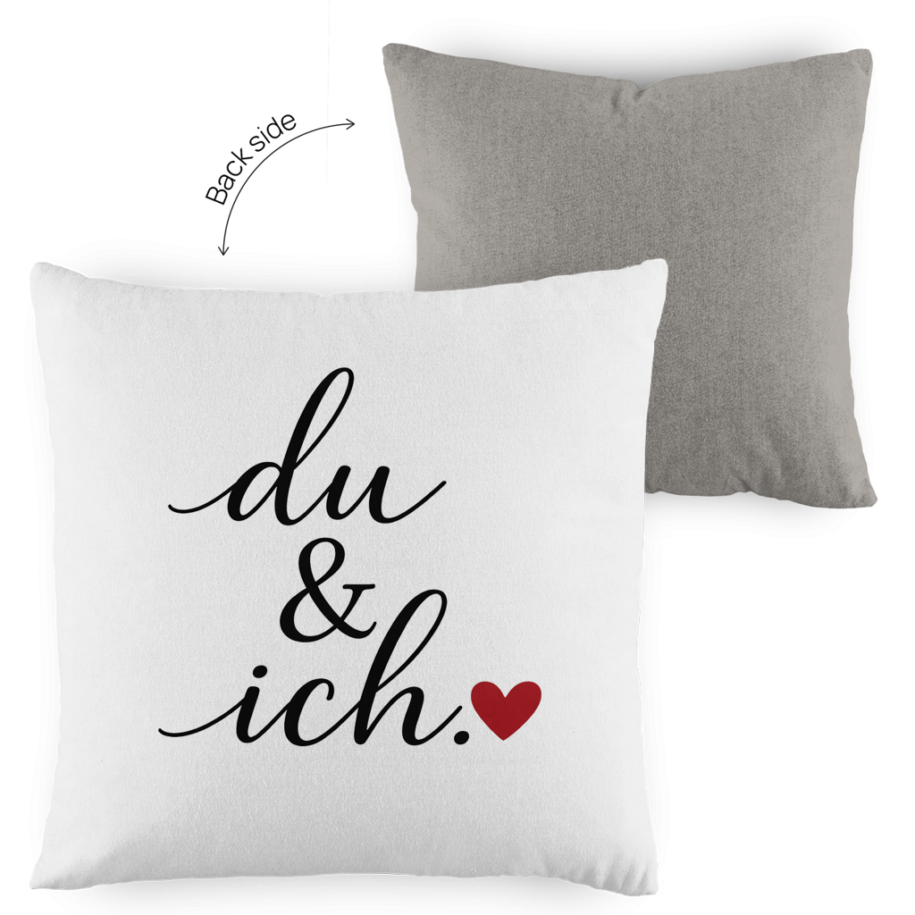 Kopfkissen zweifarbig „du und ich“ – Romantisches Geschenk für Paare