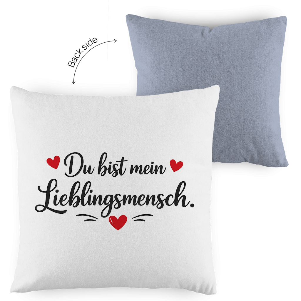 Kopfkissen zweifarbig „Du bist mein Lieblingsmensch“ – Romantisches Geschenk