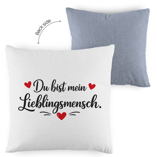 Kopfkissen zweifarbig „Du bist mein Lieblingsmensch“ – Romantisches Geschenk