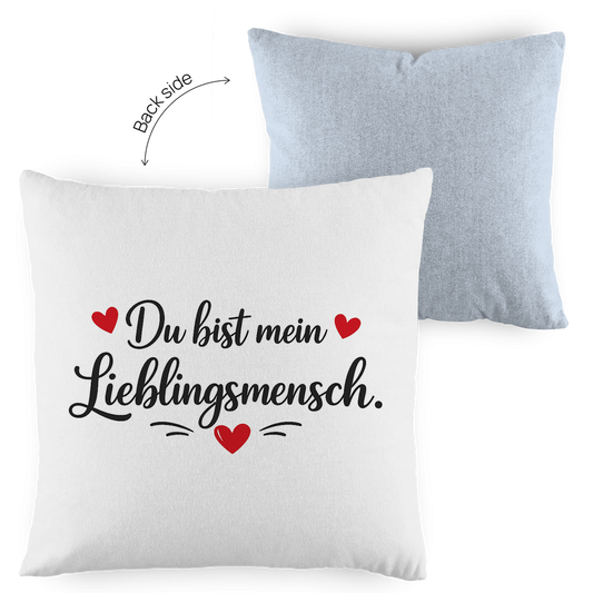 Kopfkissen zweifarbig „Du bist mein Lieblingsmensch“ – Romantisches Geschenk