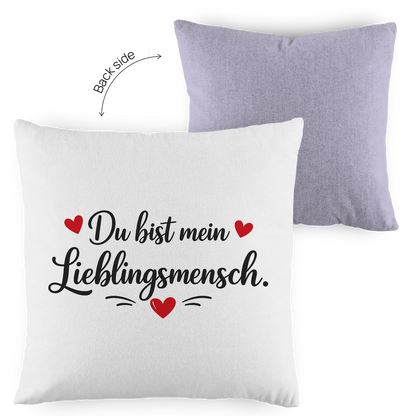 Kopfkissen zweifarbig „Du bist mein Lieblingsmensch“ – Romantisches Geschenk