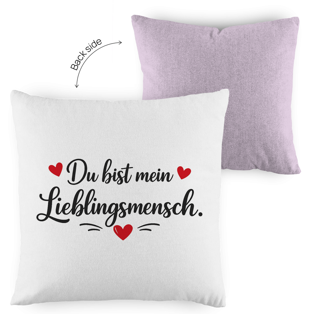 Kopfkissen zweifarbig „Du bist mein Lieblingsmensch“ – Romantisches Geschenk