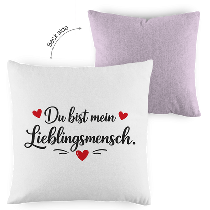 Kopfkissen zweifarbig „Du bist mein Lieblingsmensch“ – Romantisches Geschenk