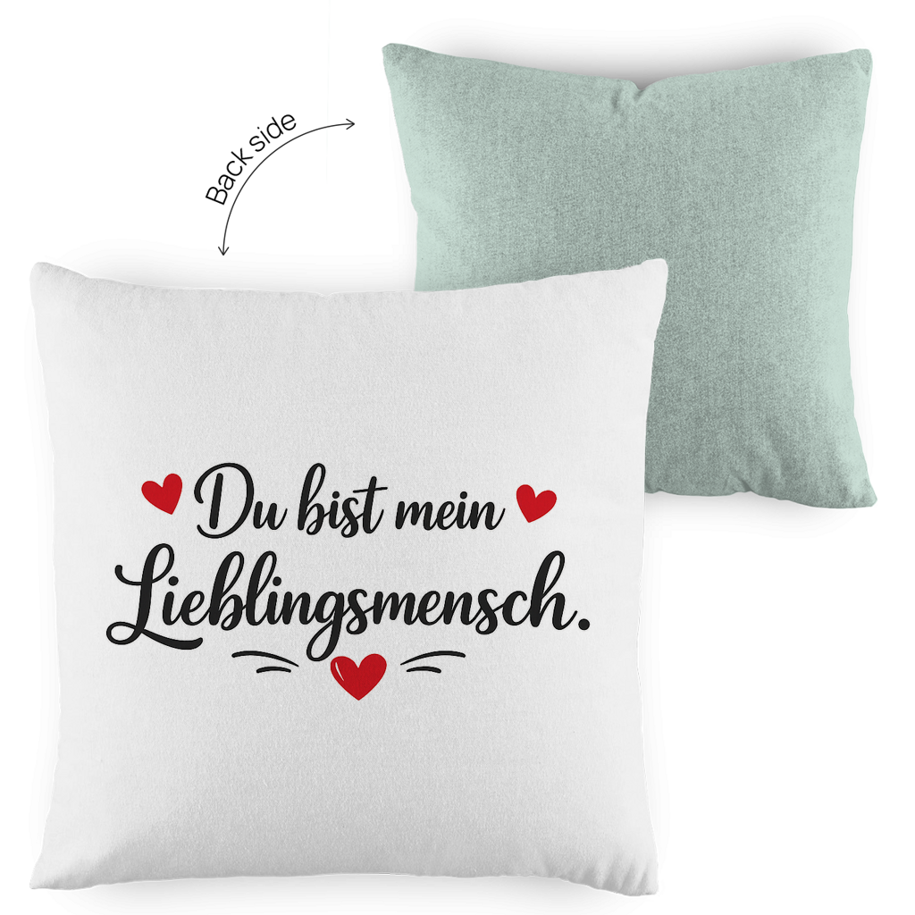 Kopfkissen zweifarbig „Du bist mein Lieblingsmensch“ – Romantisches Geschenk