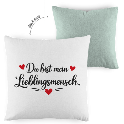 Kopfkissen zweifarbig „Du bist mein Lieblingsmensch“ – Romantisches Geschenk