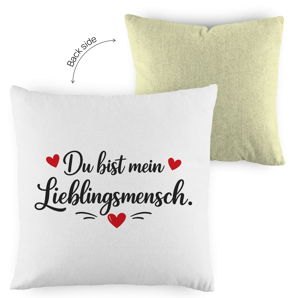 Kopfkissen zweifarbig „Du bist mein Lieblingsmensch“ – Romantisches Geschenk