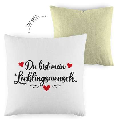 Kopfkissen zweifarbig „Du bist mein Lieblingsmensch“ – Romantisches Geschenk