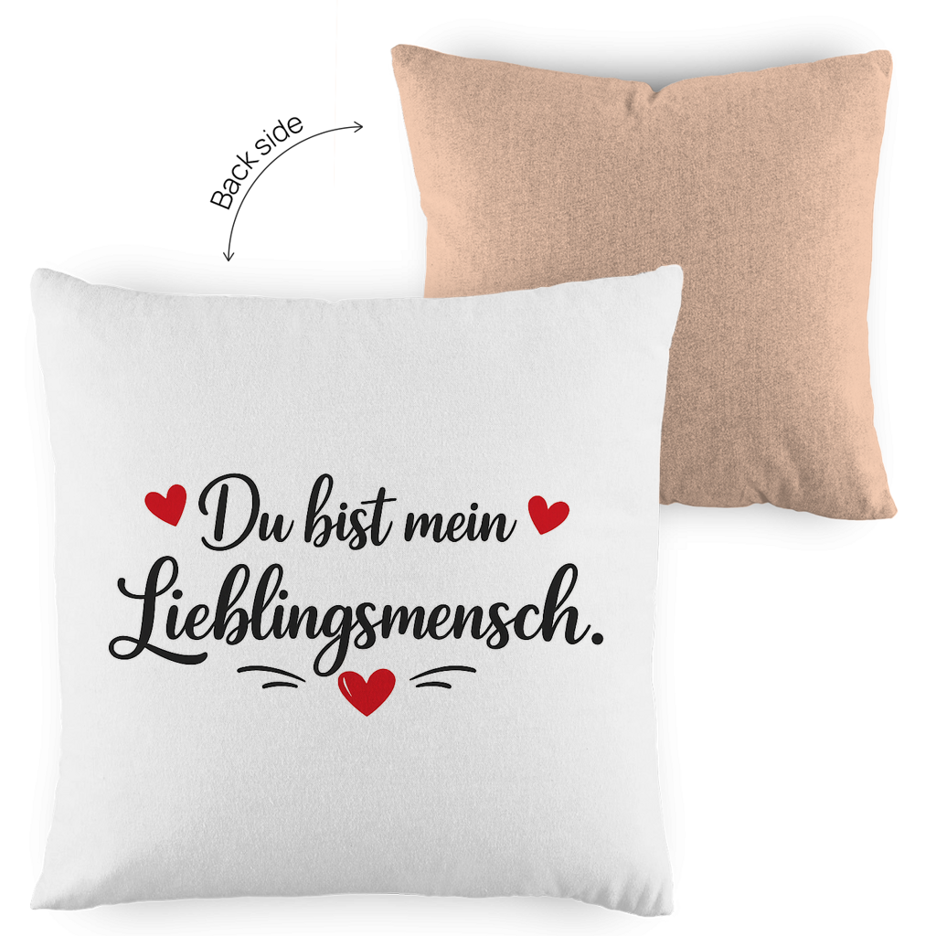 Kopfkissen zweifarbig „Du bist mein Lieblingsmensch“ – Romantisches Geschenk