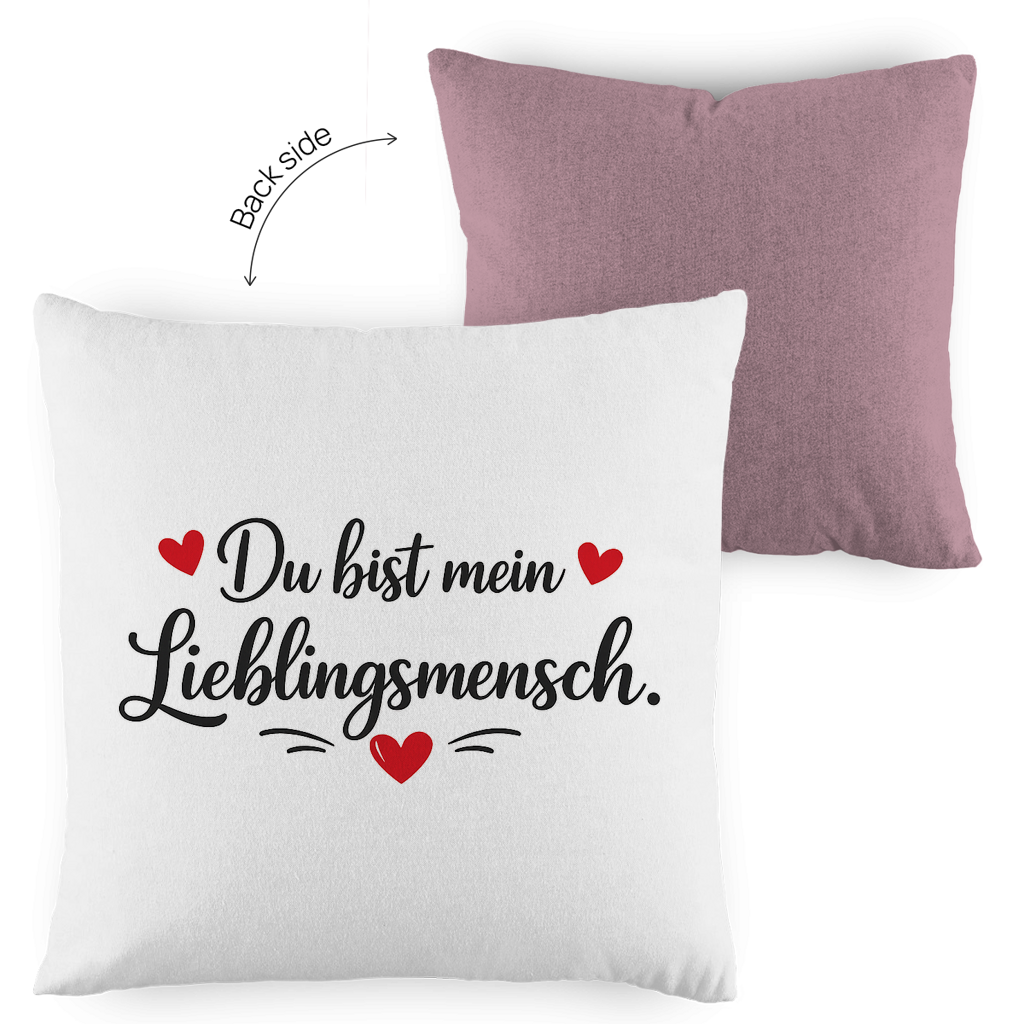 Kopfkissen zweifarbig „Du bist mein Lieblingsmensch“ – Romantisches Geschenk