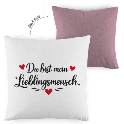 Kopfkissen zweifarbig „Du bist mein Lieblingsmensch“ – Romantisches Geschenk
