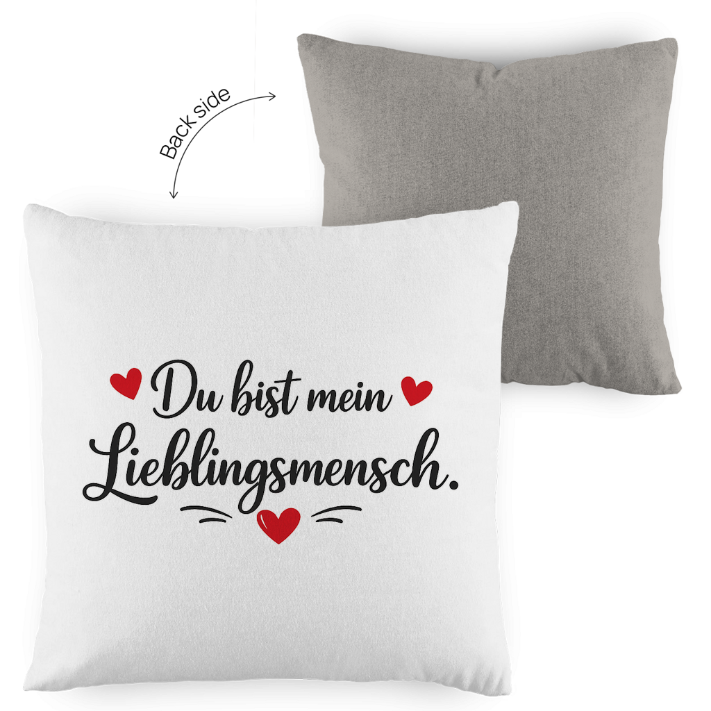 Kopfkissen zweifarbig „Du bist mein Lieblingsmensch“ – Romantisches Geschenk