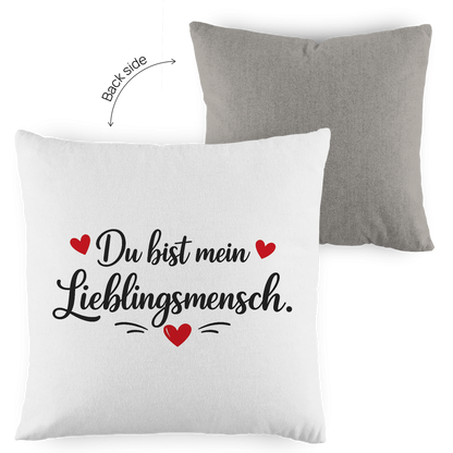 Kopfkissen zweifarbig „Du bist mein Lieblingsmensch“ – Romantisches Geschenk