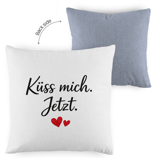 Kopfkissen zweifarbig „Küss mich jetzt“ – Romantisches Liebesgeschenk