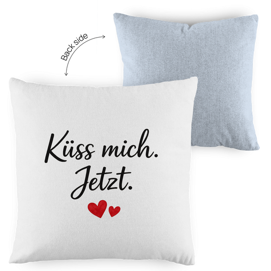 Kopfkissen zweifarbig „Küss mich jetzt“ – Romantisches Liebesgeschenk