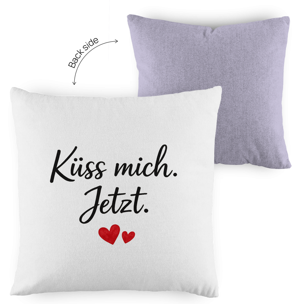 Kopfkissen zweifarbig „Küss mich jetzt“ – Romantisches Liebesgeschenk