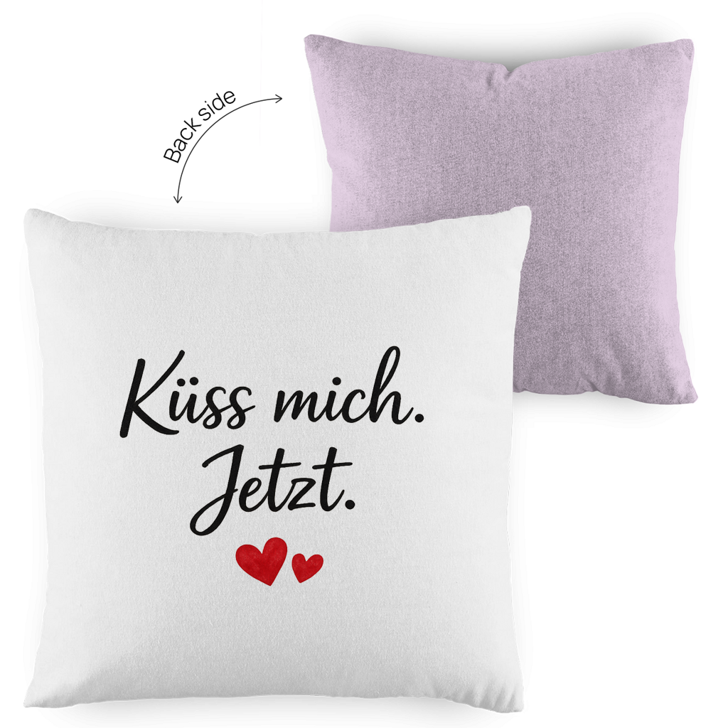Kopfkissen zweifarbig „Küss mich jetzt“ – Romantisches Liebesgeschenk