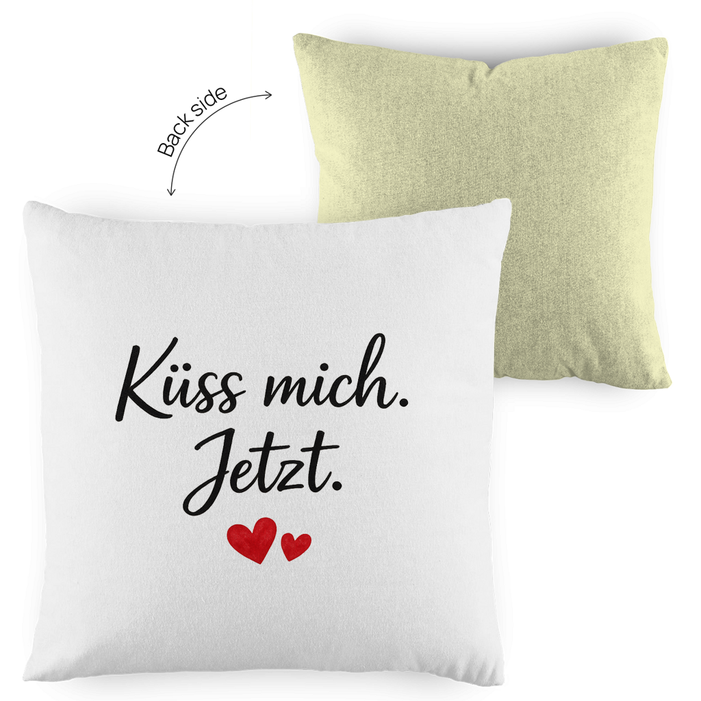 Kopfkissen zweifarbig „Küss mich jetzt“ – Romantisches Liebesgeschenk