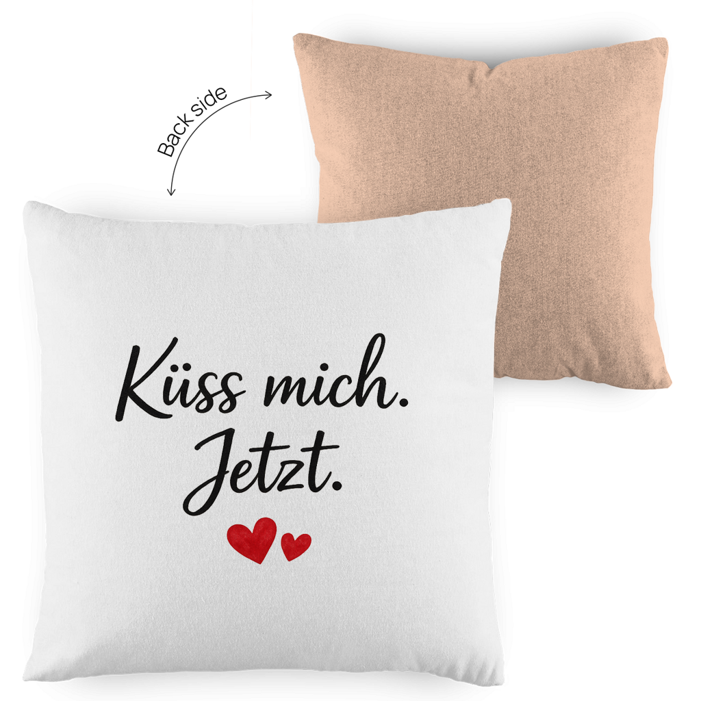 Kopfkissen zweifarbig „Küss mich jetzt“ – Romantisches Liebesgeschenk