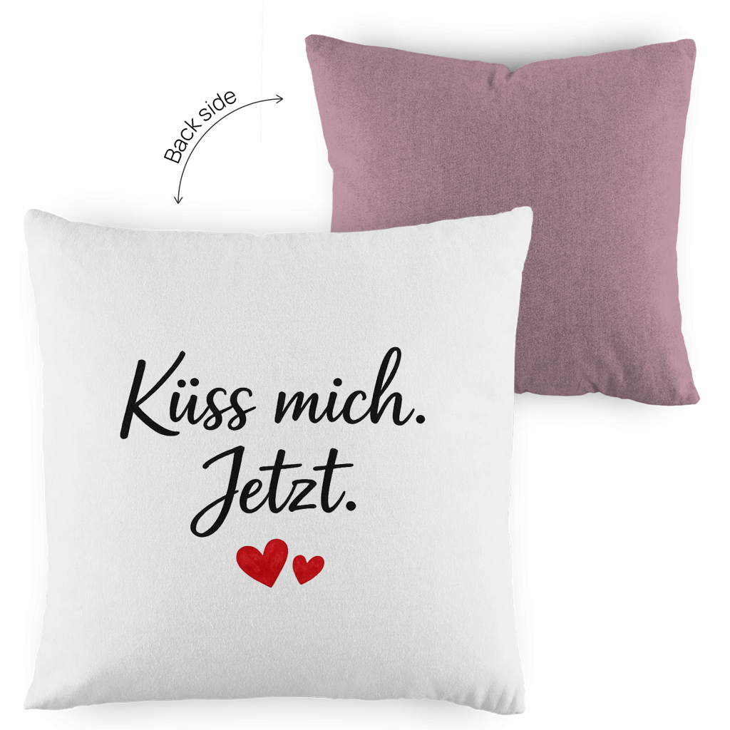 Kopfkissen zweifarbig „Küss mich jetzt“ – Romantisches Liebesgeschenk