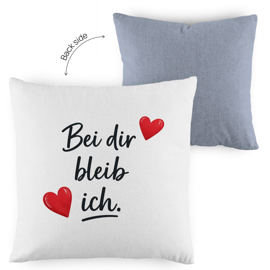 Kopfkissen zweifarbig „Bei dir bleib ich“ – Romantisches Liebesgeschenk