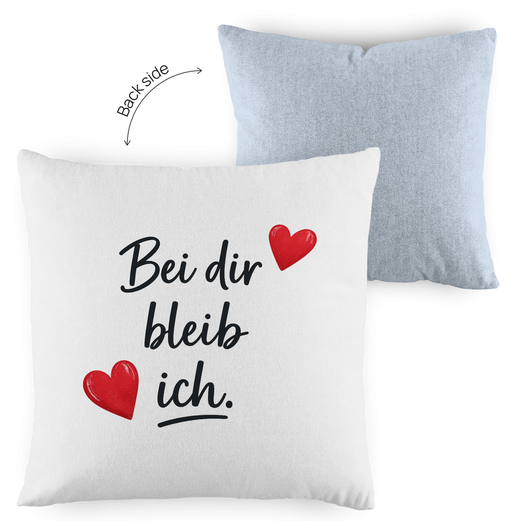 Kopfkissen zweifarbig „Bei dir bleib ich“ – Romantisches Liebesgeschenk