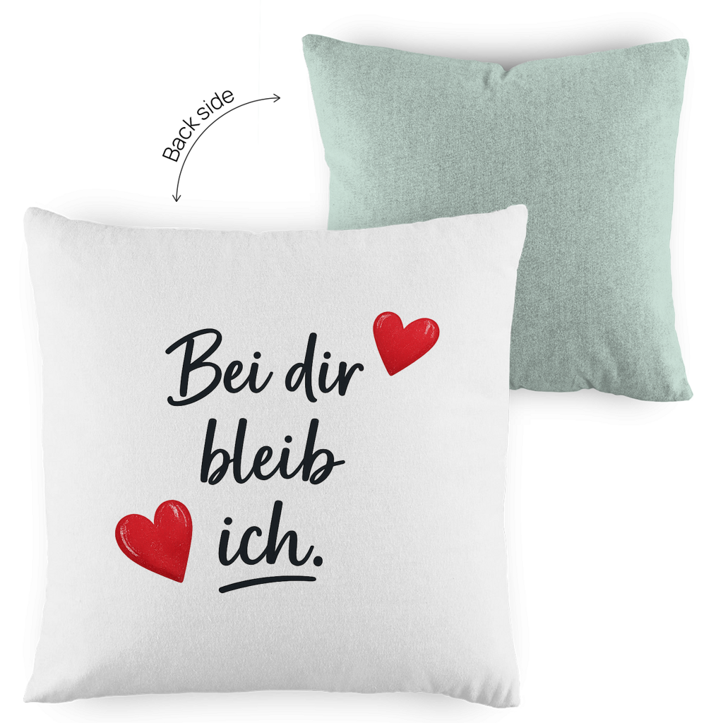 Kopfkissen zweifarbig „Bei dir bleib ich“ – Romantisches Liebesgeschenk
