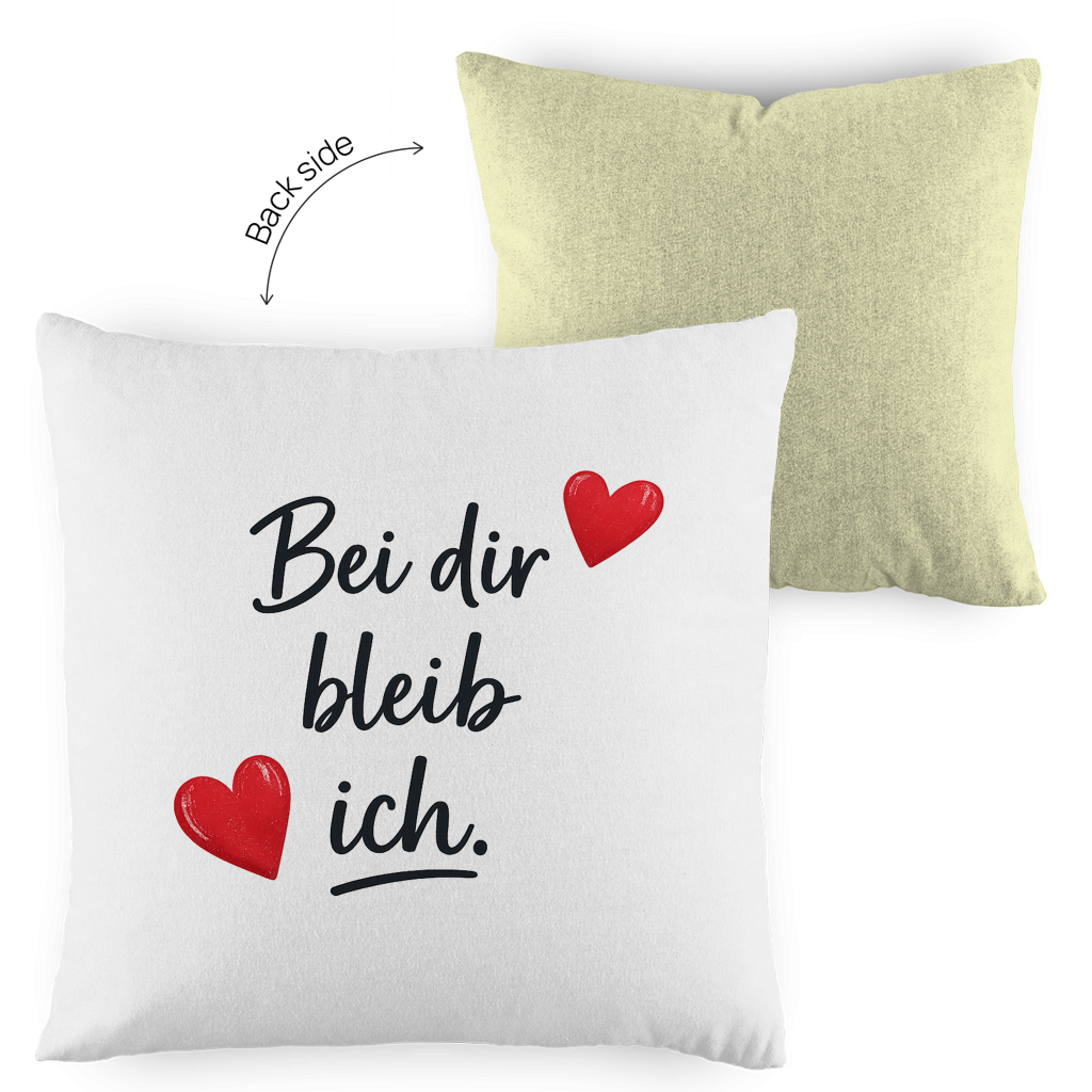 Kopfkissen zweifarbig „Bei dir bleib ich“ – Romantisches Liebesgeschenk