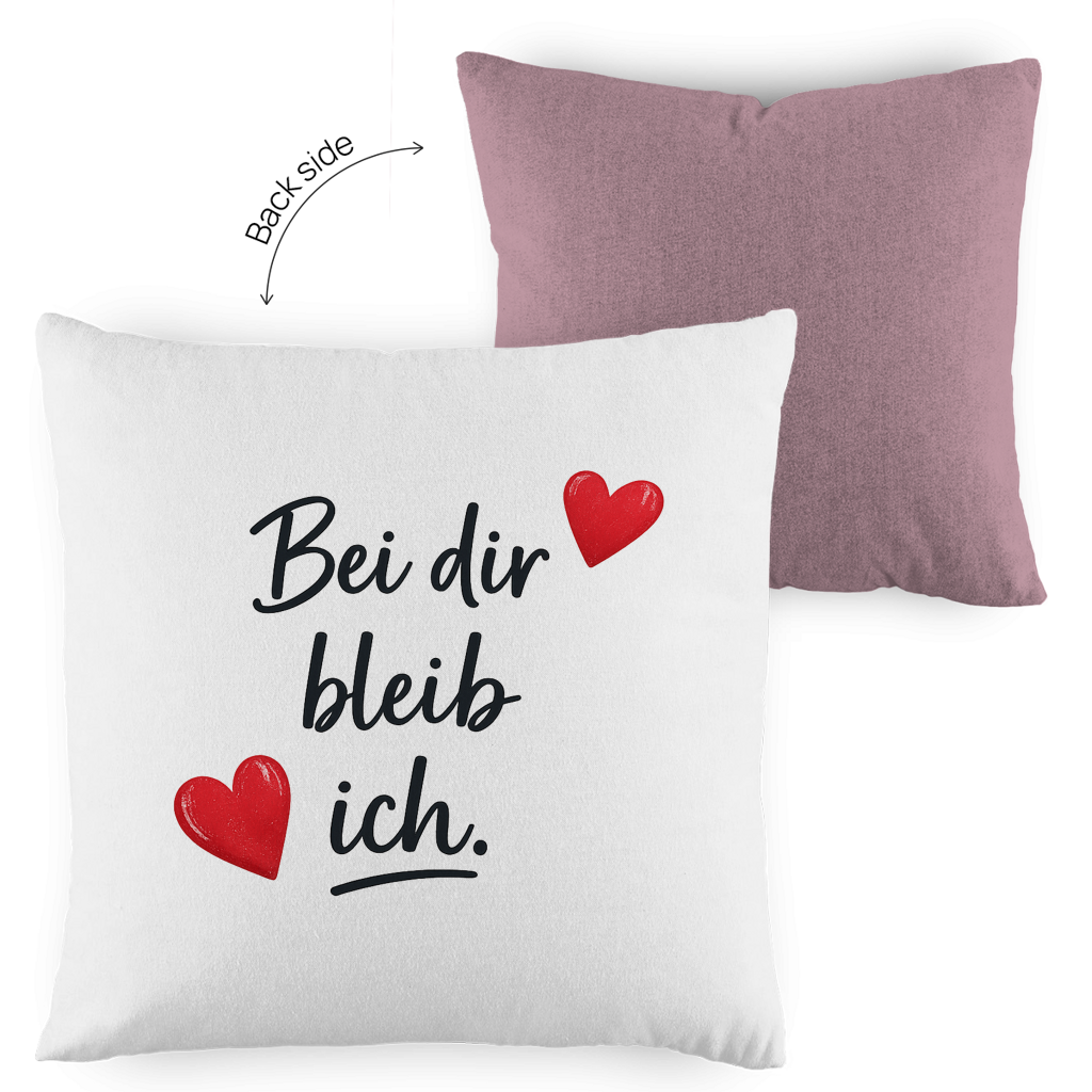 Kopfkissen zweifarbig „Bei dir bleib ich“ – Romantisches Liebesgeschenk