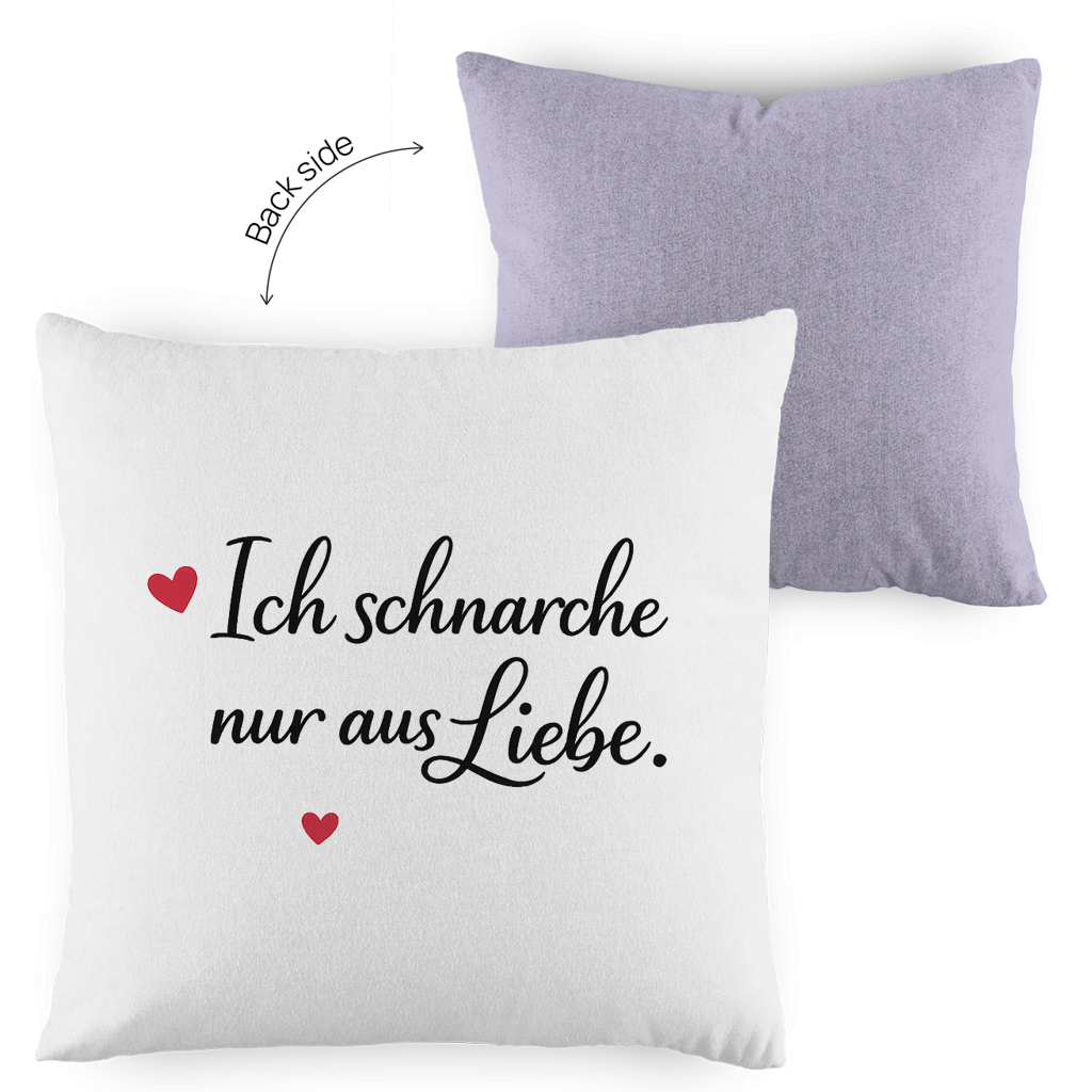 Kopfkissen zweifarbig „Ich schnarche nur aus Liebe“ – Lustiges Liebesgeschenk